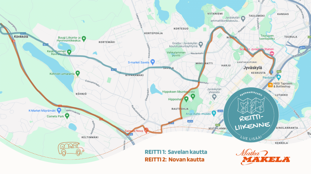 Reittiliikenne - reitit Savelan ja Killerin kautta